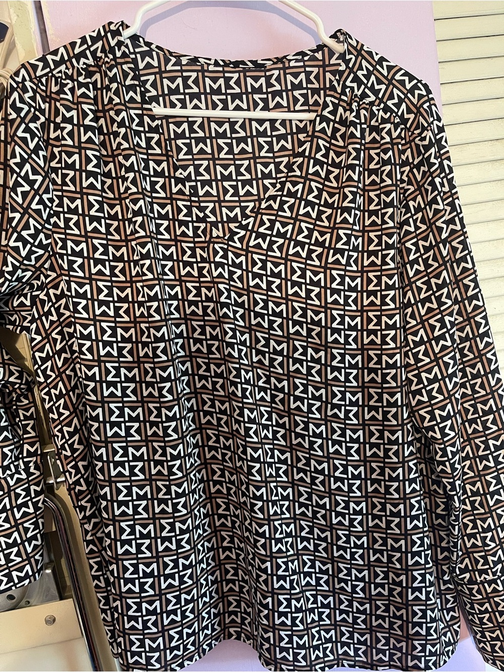 Geometric Monogram Black & White Blouse